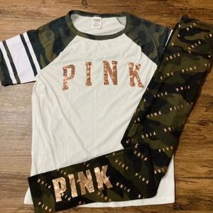 VS PINK CAMO BLING OUTFIT SET L
